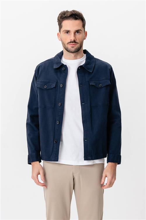 Twill Overshirt - Navy - 2XS - TeeShoppen