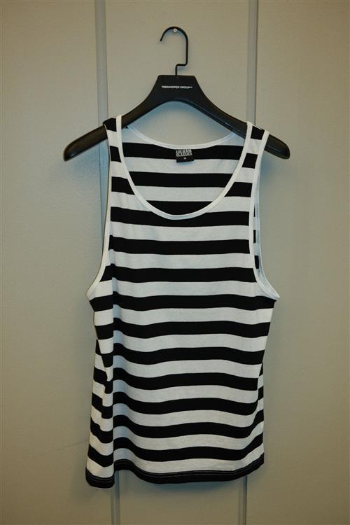 Stripe Tanktop - Hvid-Sort - Herre - XL - Urban Classics