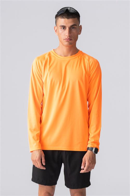 Langærmet Trænings T-shirt - Orange - Herre - M - TeeShoppen