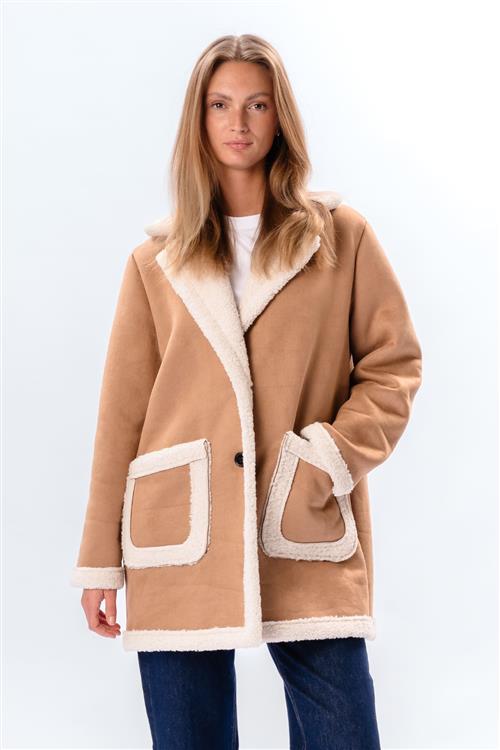 Shearling Jakke - Beige - S - TeeShoppen