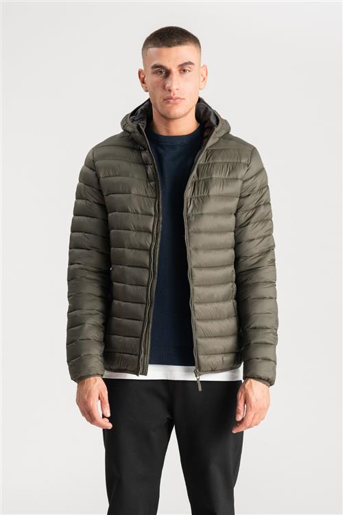 Hooded Let Puffer Jakke - Oliven - Herre - L - TeeShoppen