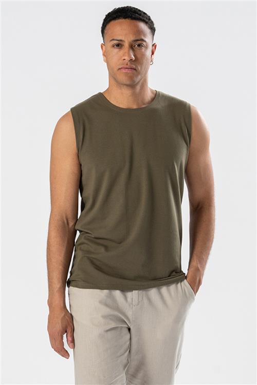 Sleeveless Tee - Oliven - Herre - 2XL - TeeShoppen