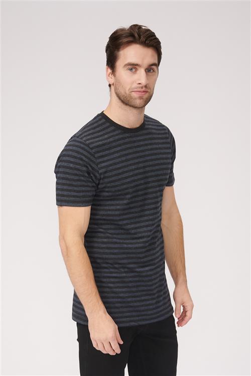 Nørregade Stripe - Meleret blå-Sort - Herre - M - TeeShoppen