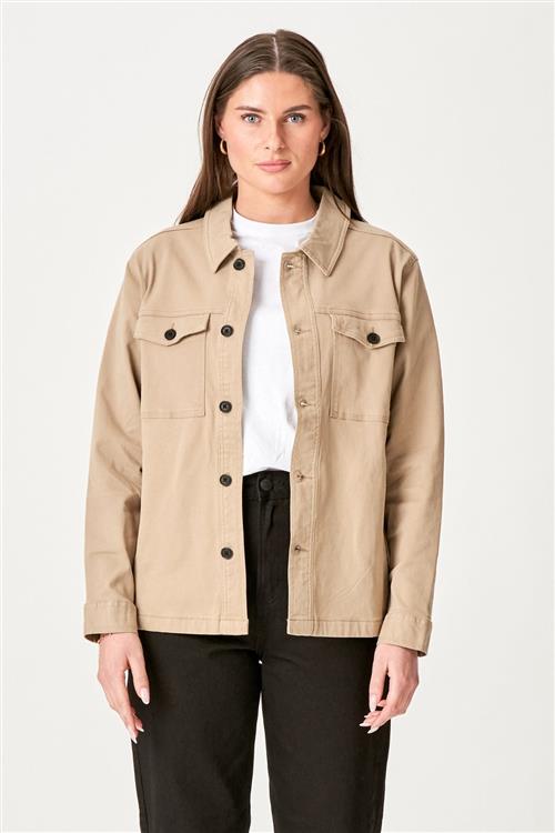 Twill Overshirt - Beige - L - TeeShoppen