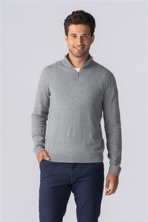 Pullover Half Zip - Grå Melange - Herre - XL - TeeShoppen