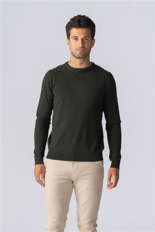 Pullover Rundhals - Army - Herre - M - TeeShoppen