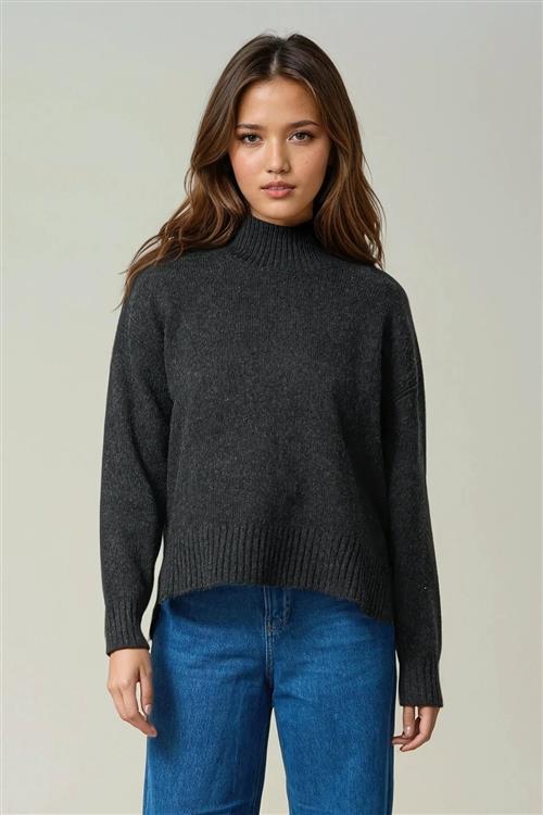 Julia Strik - Mørkegrå Meleret - Dame - XS - TeeShoppen