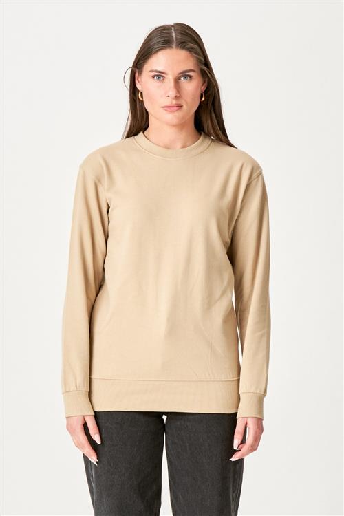 Basic Crewneck - Sand (dame) - Dame - M - TeeShoppen