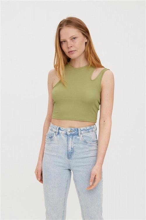 Ofelia Neia Tank Crop Top - Sage - S - Vero Moda