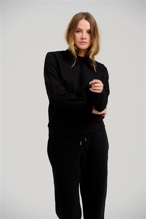 Basic Crewneck Sweat - Sort - Dame - M - TeeShoppen