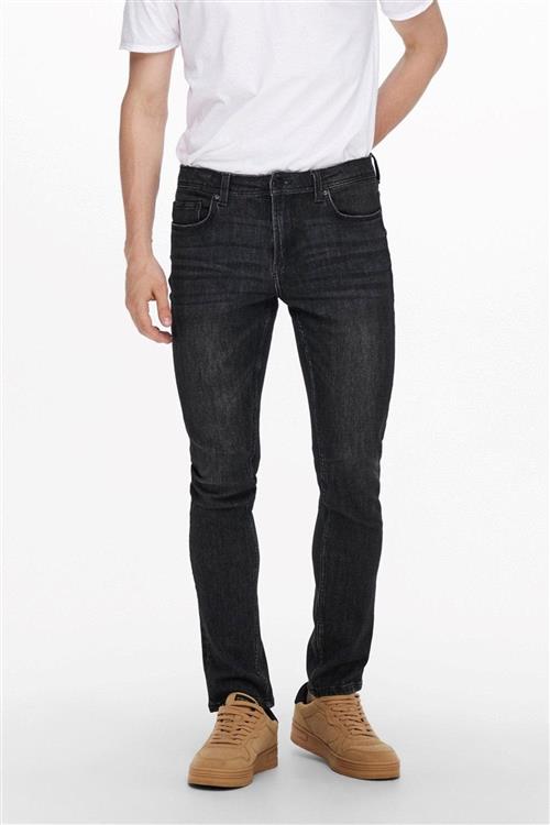 Loom Life Slim Jeans - Sort Denim - Slim fit - Herre - 32/32 - Only & Sons