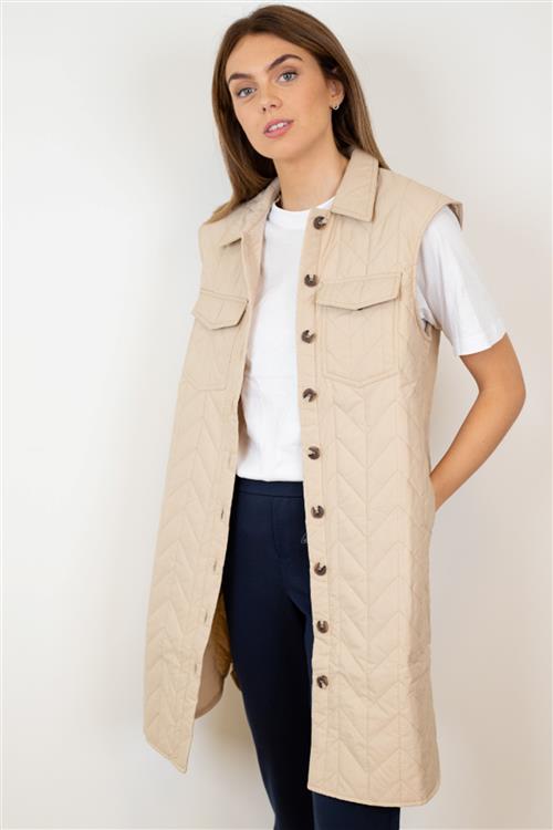 Magda Lang Quilted Vest - Nomad - Dame - M - Vero Moda