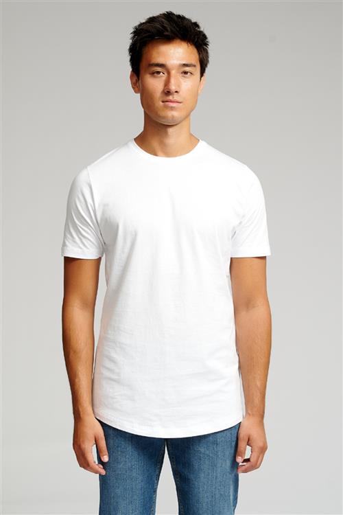 Long T-shirt - Hvid - Herre - 2XL - TeeShoppen