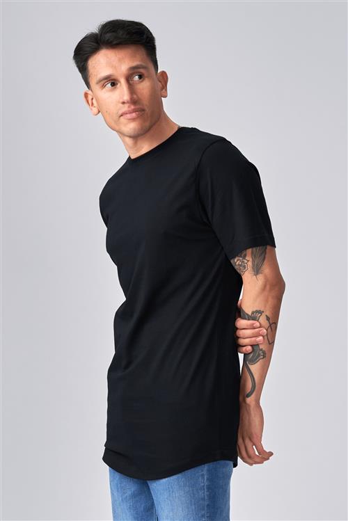Long T-shirt - Sort - Herre - 2XL - TeeShoppen