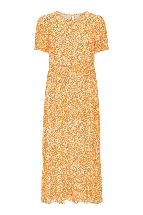Malle Midi Kjole - Blomstret Orange - L - ONLY