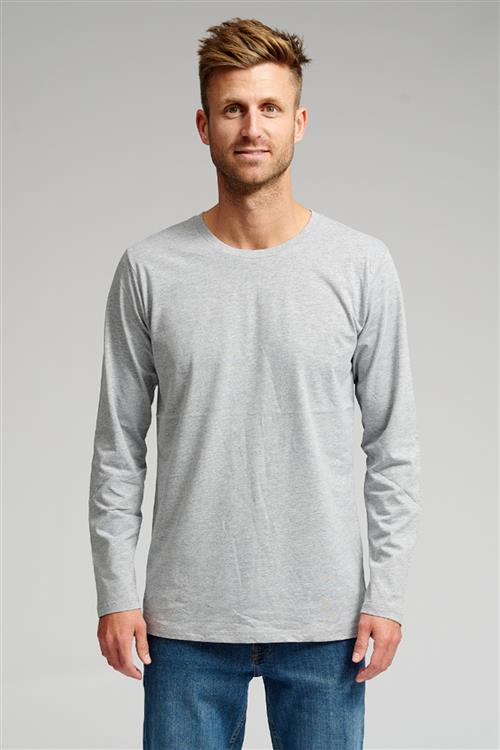 Basic Langærmet T-shirt - Grå - Herre - 2XL - TeeShoppen
