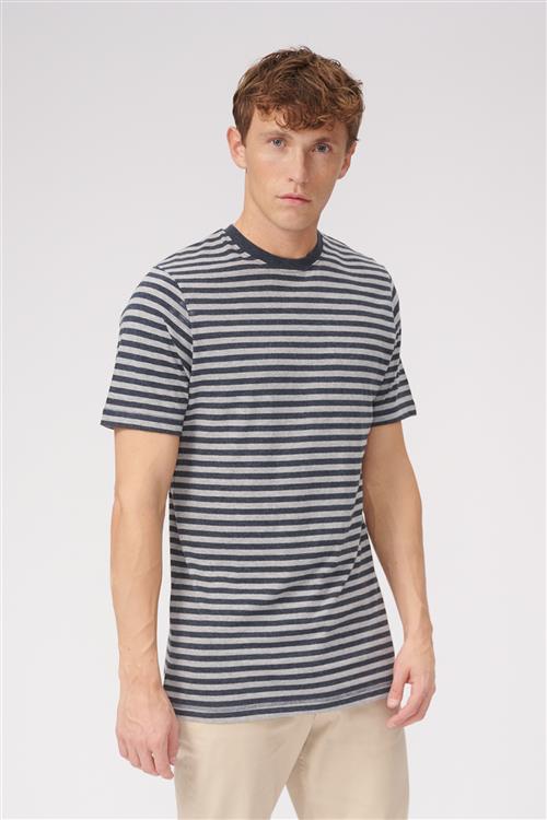 Nørregade Stripe - Meleret blå-Grå - Herre - 2XL - TeeShoppen