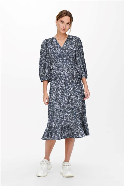 Olivia 3/4 Wrap Midi Dress - Blue Mirage - S - ONLY