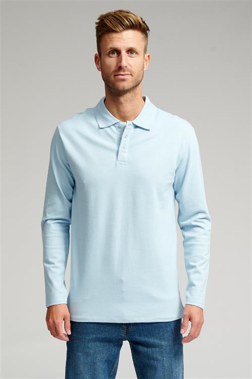 Muscle Langærmet Polo Shirt - Lyseblå - Herre - 3XL - TeeShoppen