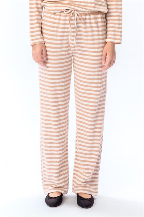 Stribede bukser - Beige - S/M - TeeShoppen