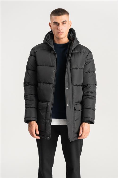 Lang Puffer Jakke - Sort - Herre - 3XL - TeeShoppen