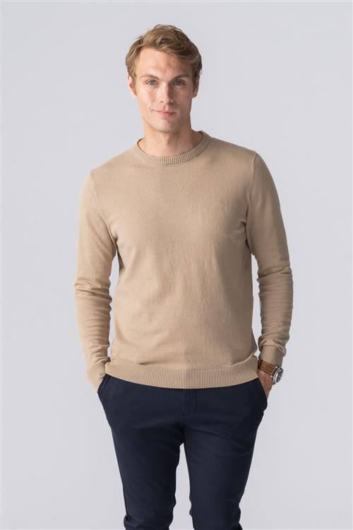 Pullover Rundhals - Sand - Herre - 2XL - TeeShoppen
