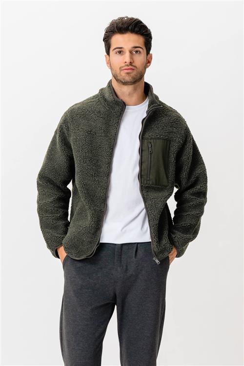 Fleece Jakke - Mørk Olive - M - TeeShoppen