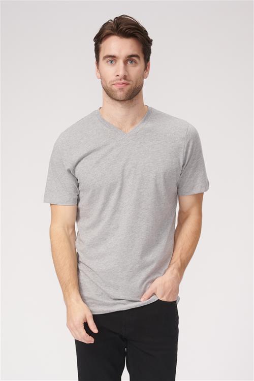 Basic V-neck t-shirt - Oxford Grå - Herre - S - TeeShoppen