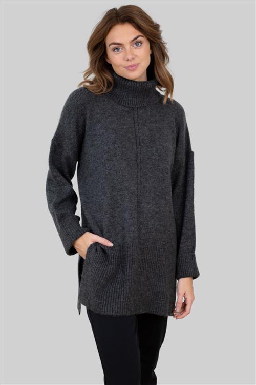 Tatiana Roll Neck Pullover - Mørkegrå - Dame - M - ONLY