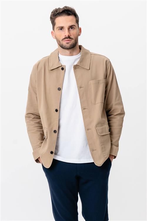 Twill Skjorte Jakke - Mørk Sand - XL - TeeShoppen