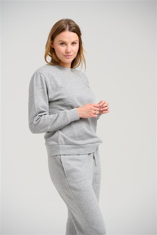 Basic Crewneck Sweat - Lysegrå Melange - Dame - L - TeeShoppen
