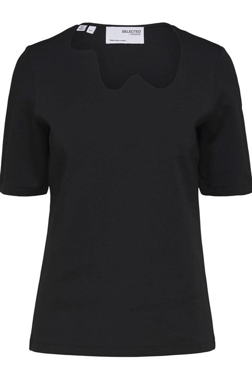 Emily 2/4 Bluse - Sort - Dame - XL - Selected Femme