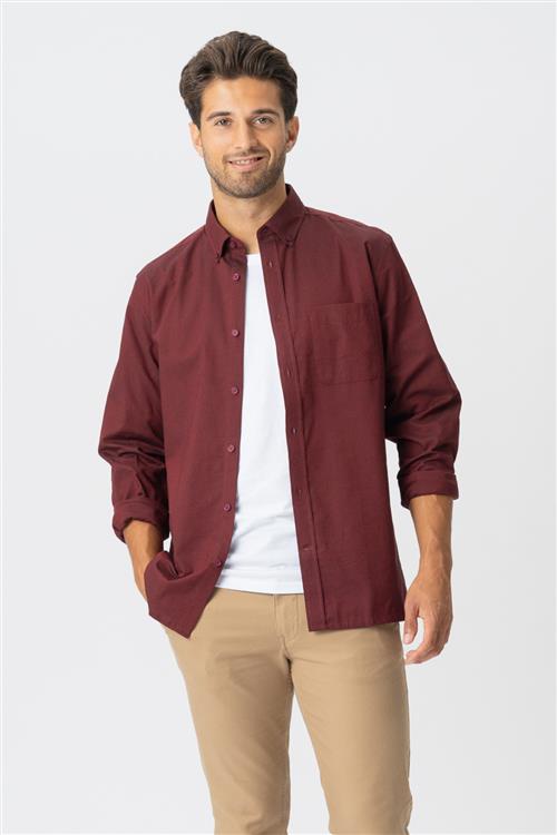Originale Performance Oxford Skjorte - Bordeaux - Herre - S - TeeShoppen