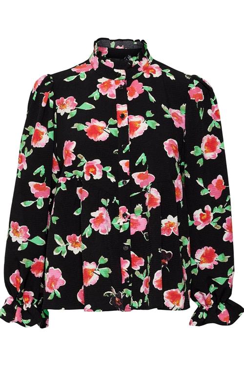 Lia Bluse - Blomstret Sort - XL - Vero Moda