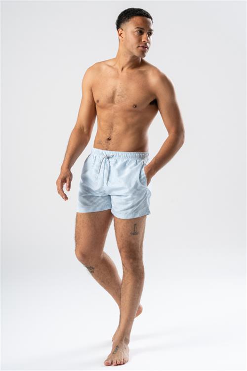 Badeshorts - Lyseblå/Hvid - Herre - L - TeeShoppen