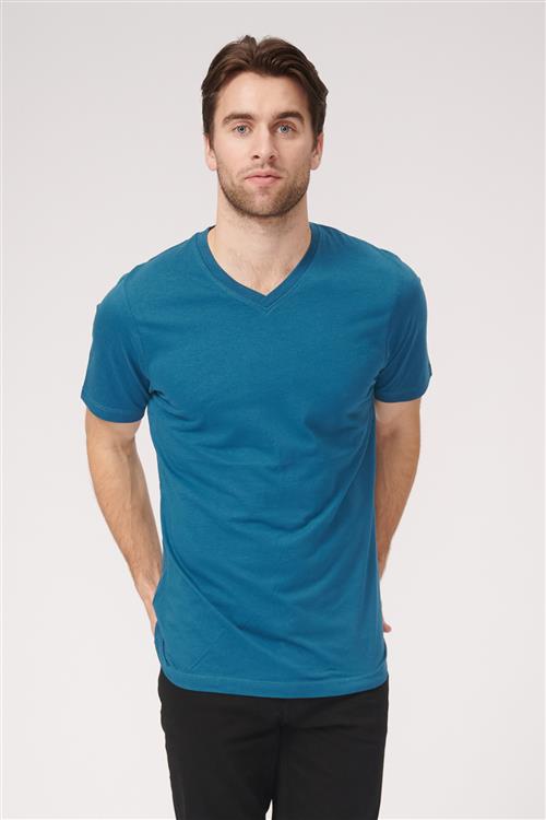 Basic V-neck t-shirt - Petroleum Blå - Herre - L - TeeShoppen