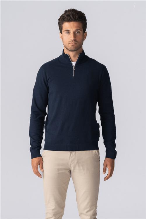 Pullover Half Zip - Navy - Herre - 3XL - TeeShoppen