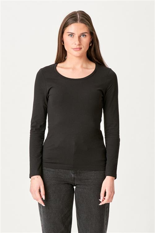 Basic langærmet T-shirt - Sort - Dame - S - TeeShoppen