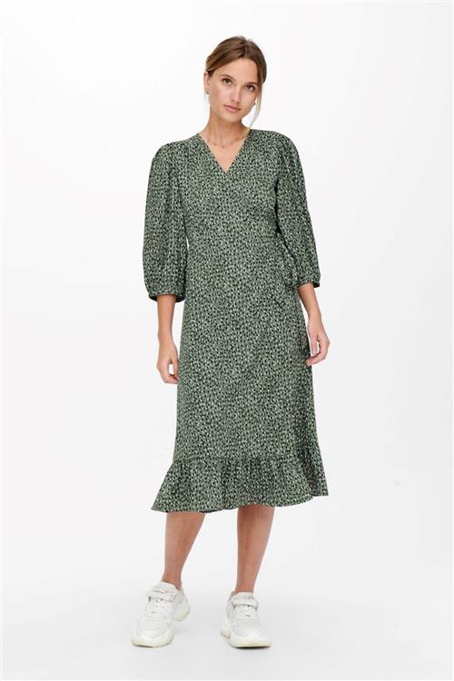 Olivia 3/4 Wrap Midi Dress - Balsam Green - Herre - M - ONLY