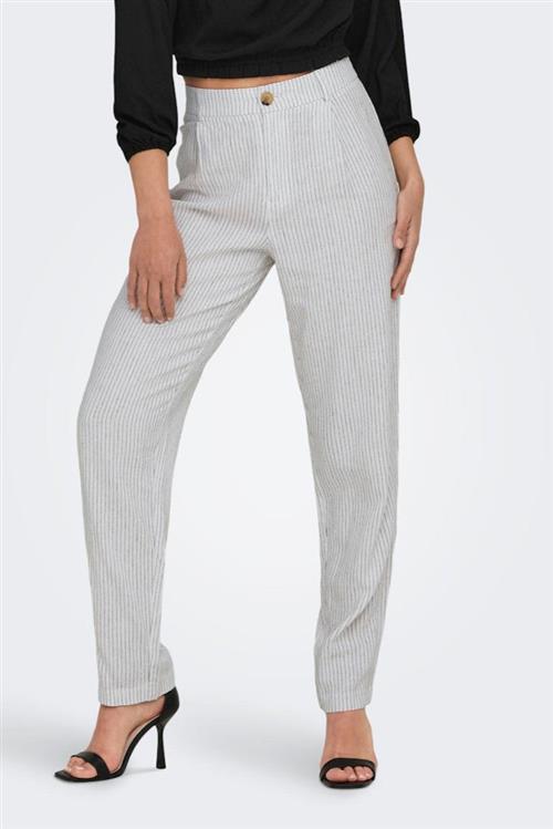 Olga Linen Pinstripe Pants - Bright White - 36/32 - ONLY