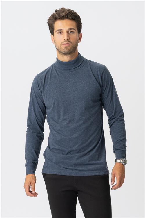 Rullekrave trøje - Heather blue - Herre - M - TeeShoppen
