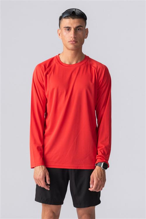 Langærmet Trænings T-shirt - Rød - Herre - M - TeeShoppen