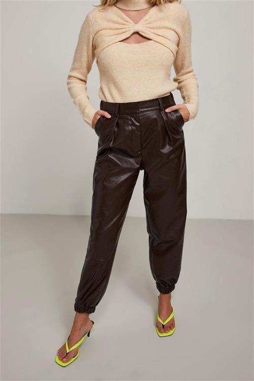 Nemma High Waist Pants - Chocolate Plum - Dame - XL - PIECES