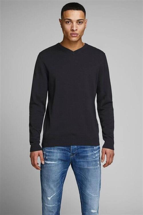 Basic knit v-neck - Sort - Herre - L - Jack & Jones