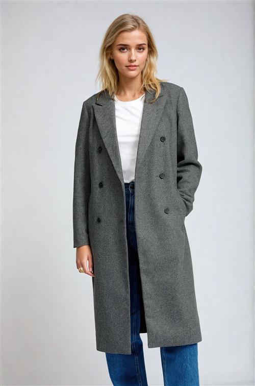 Klassisk Uldfrakke - Mørkegrå - Dame - XS - TeeShoppen