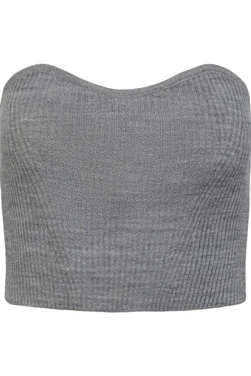 Angie Knit Tube Top - Light Grey Melange - L - PIECES