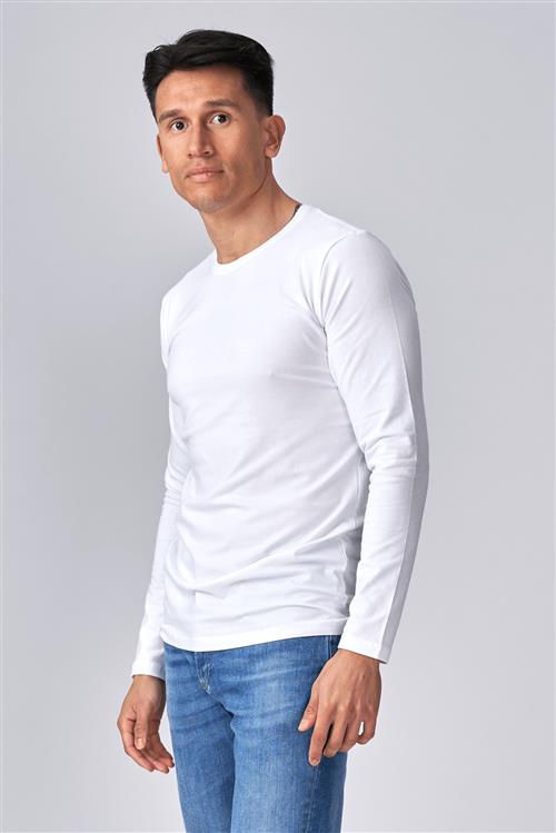 Langærmet Muscle T-shirt - Hvid - Herre - 3XL - TeeShoppen