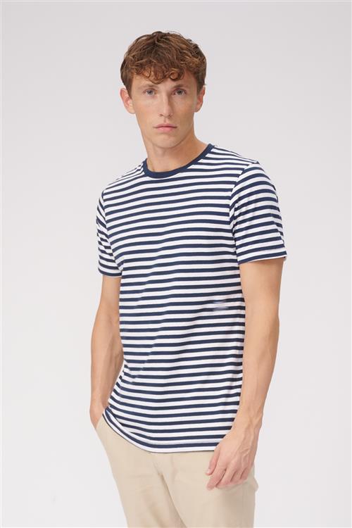 Nørregade Stripe - Navy-Hvid - Herre - L - TeeShoppen