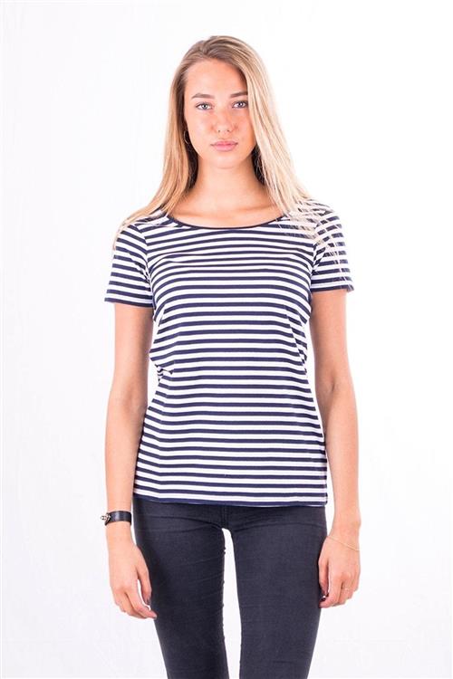 Nørregade T-shirt - Blå-Hvid - Dame - L - TeeShoppen