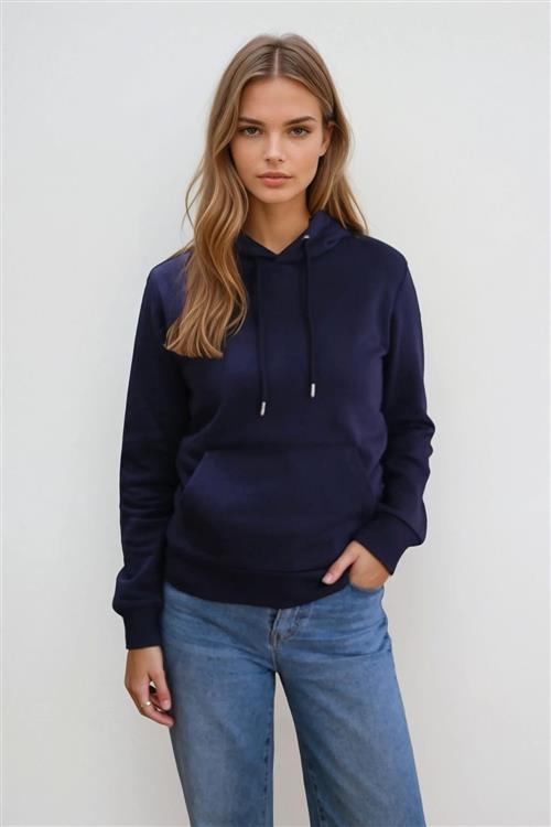 Boyfriend Sweat Hoodie - Navy - S - TeeShoppen